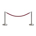 Montour Line Stanchion Post and Rope Kit Sat.Steel, 2 Flat Top 1 Maroon Rope C-Kit-2-SS-FL-1-PVR-MN-PS